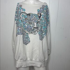 Vintage leopard print top shirt approx L 80s 90s